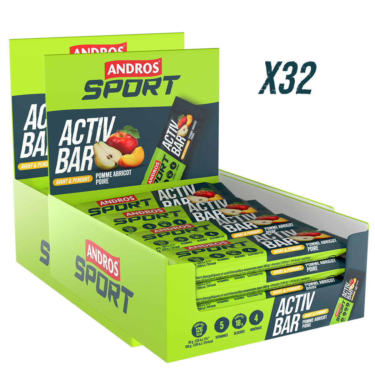 Barre Activ Bar Pomme Abricot Poire 40g