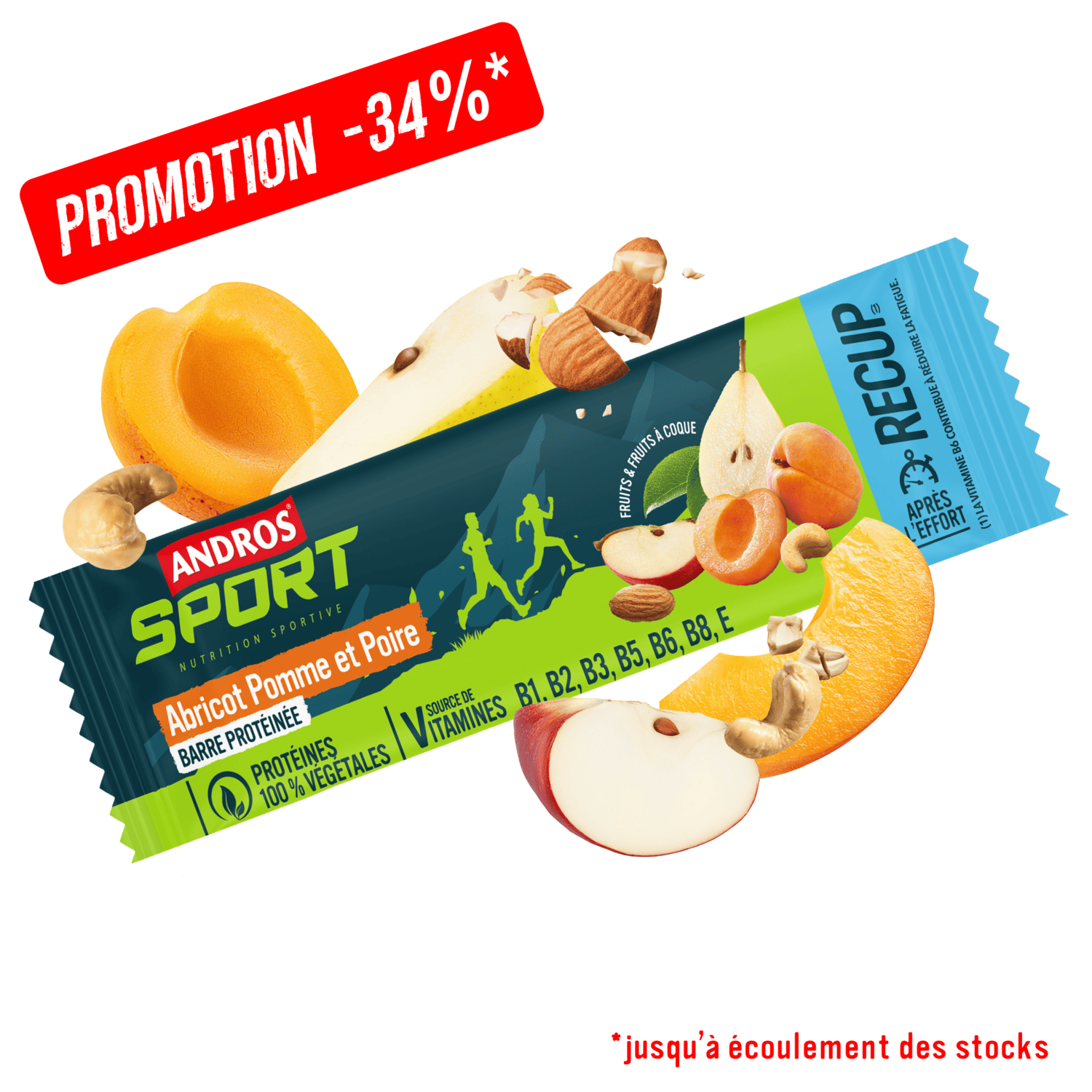 Barre Protéinée Pomme Abricot Poire 50g