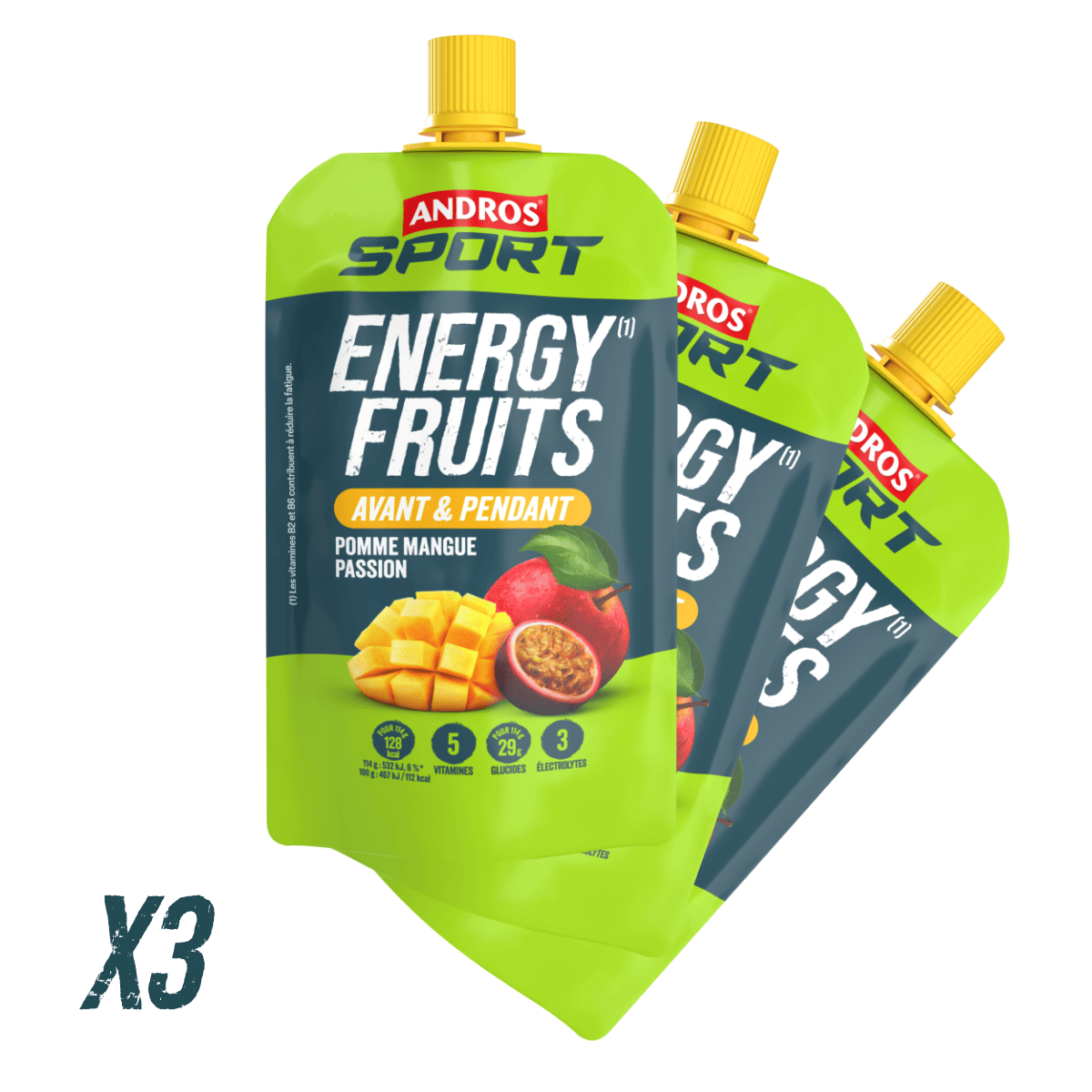 Gourde Energy Fruits Pomme Mangue Fruit de la Passion 114g