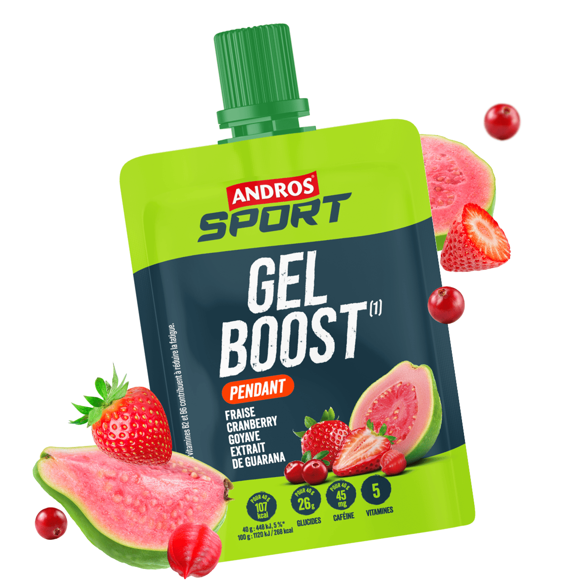 Gel Boost Fraise Cranberry Goyave et Extrait de Guarana 40g