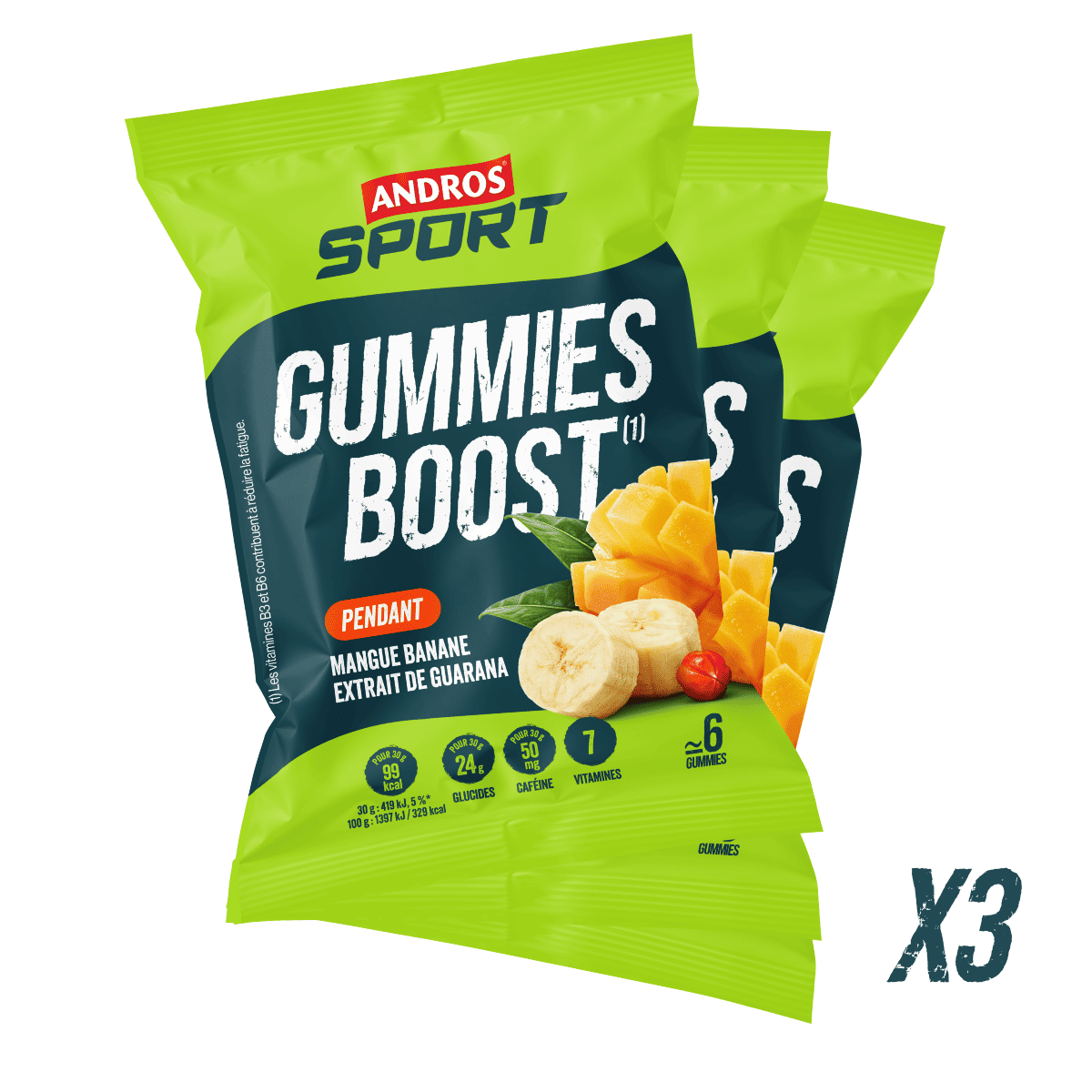 Gummies Boost Mangue Banane et Extrait de Guarana 30g