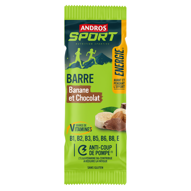 Barres fruits nuts et graines Banane - Chocolat 16x40g – Andros Sport