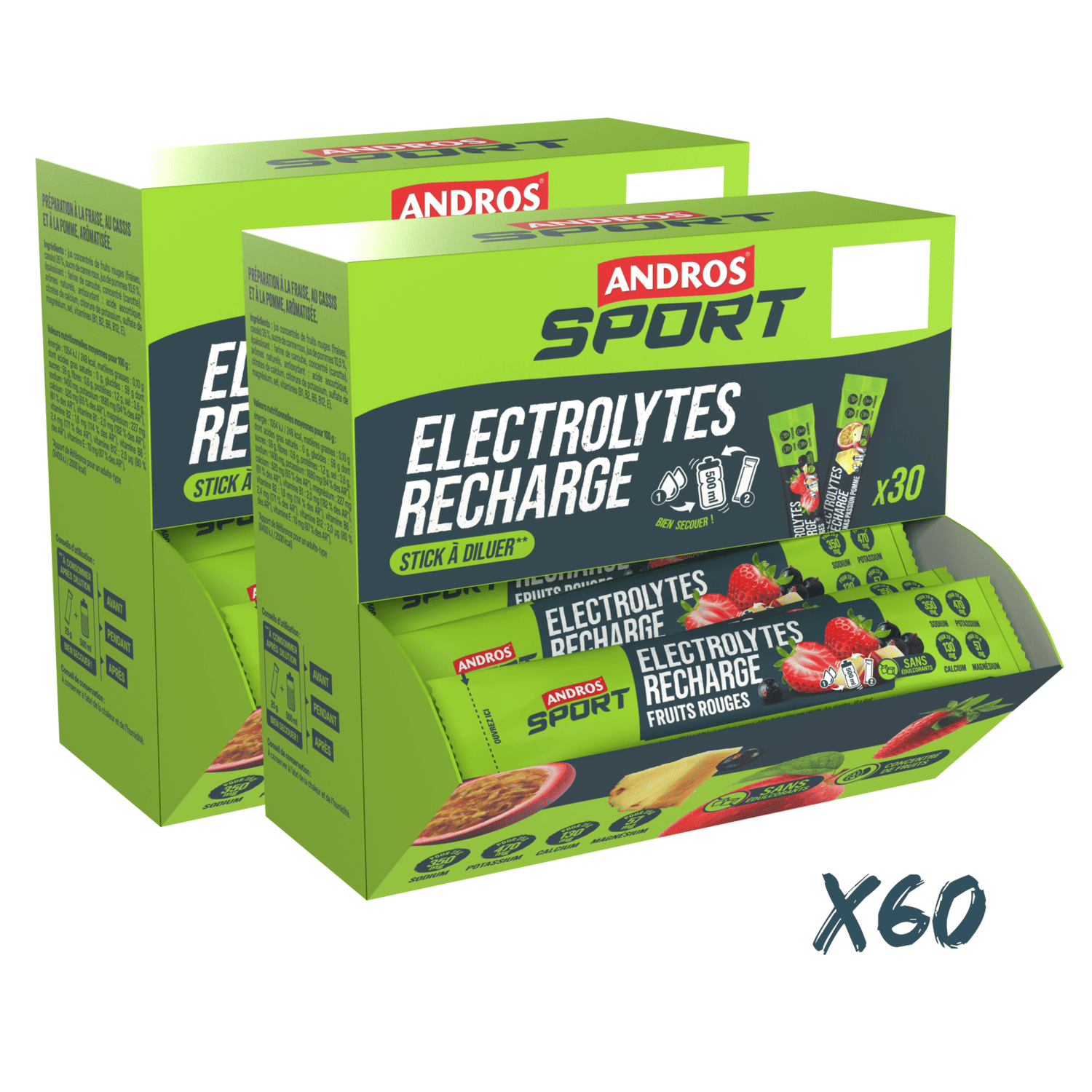 Stick Electrolytes Recharge Fruits Rouges 25g — 2 Pavés