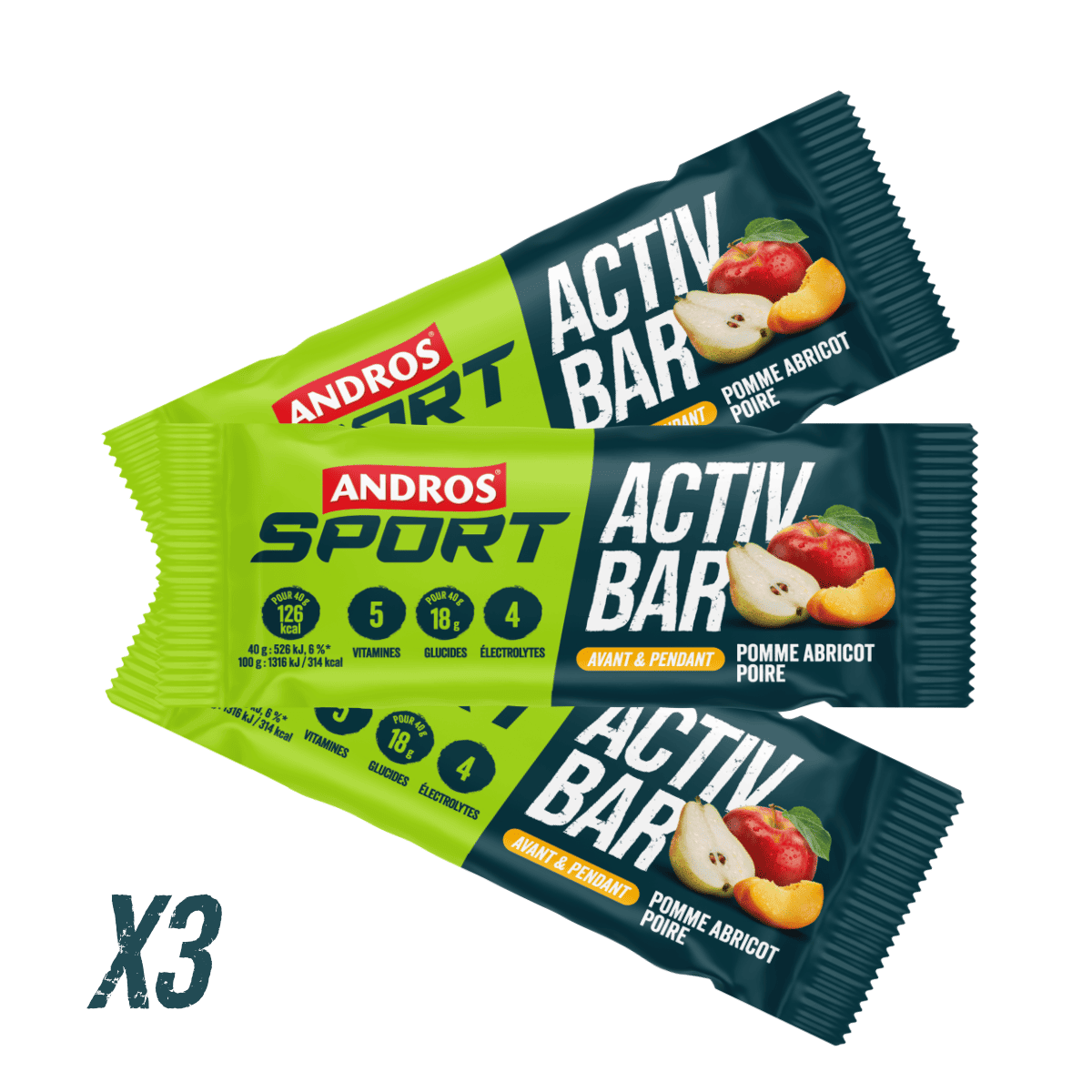Barre Activ Bar Pomme Abricot Poire 40g