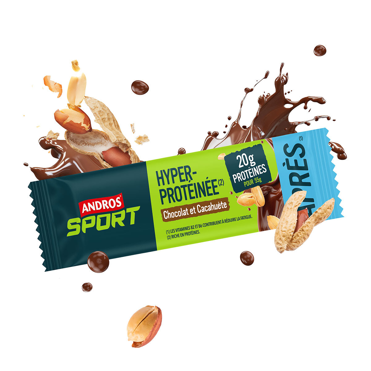 Barre Hyperprotéinée Chocolat Cacahuète 55g – Andros Sport