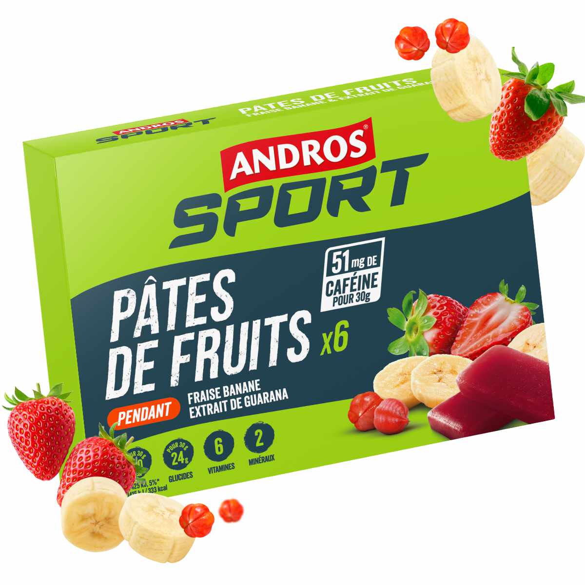 Pâtes de fruits Fraise Banane Guarana 6x30g