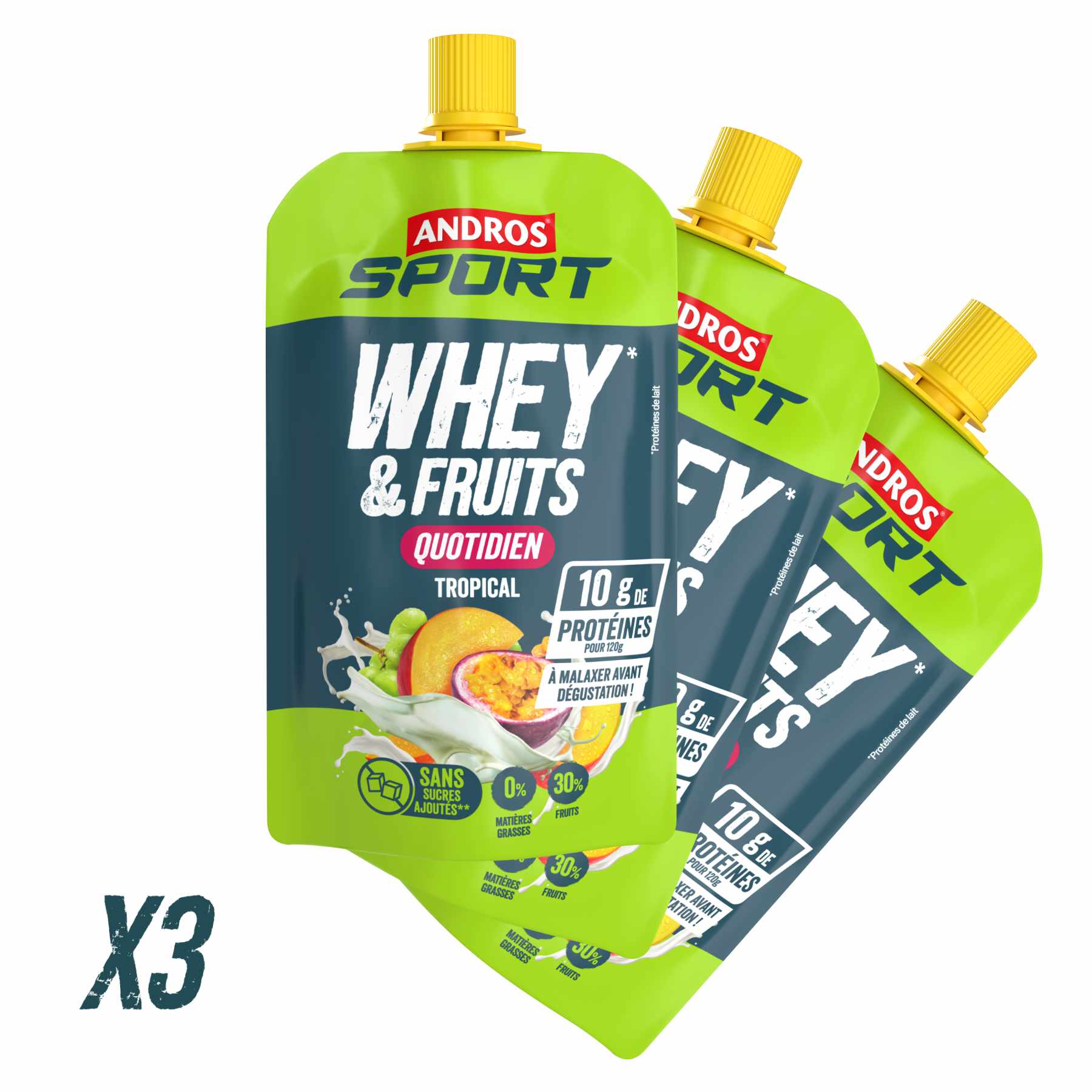 Gourdes Whey & Fruits Tropical 120g